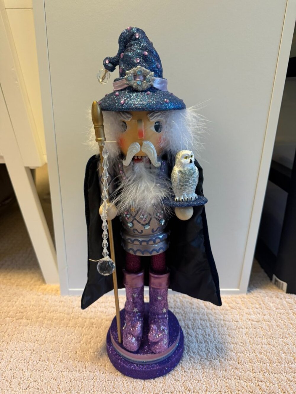 Purple Wizard with owl nutcracker